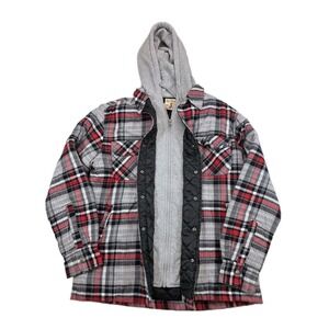RedHead Men's Quilted Lined Hooded Flannel Shirt Jacket Shacket Plaid Mens L
